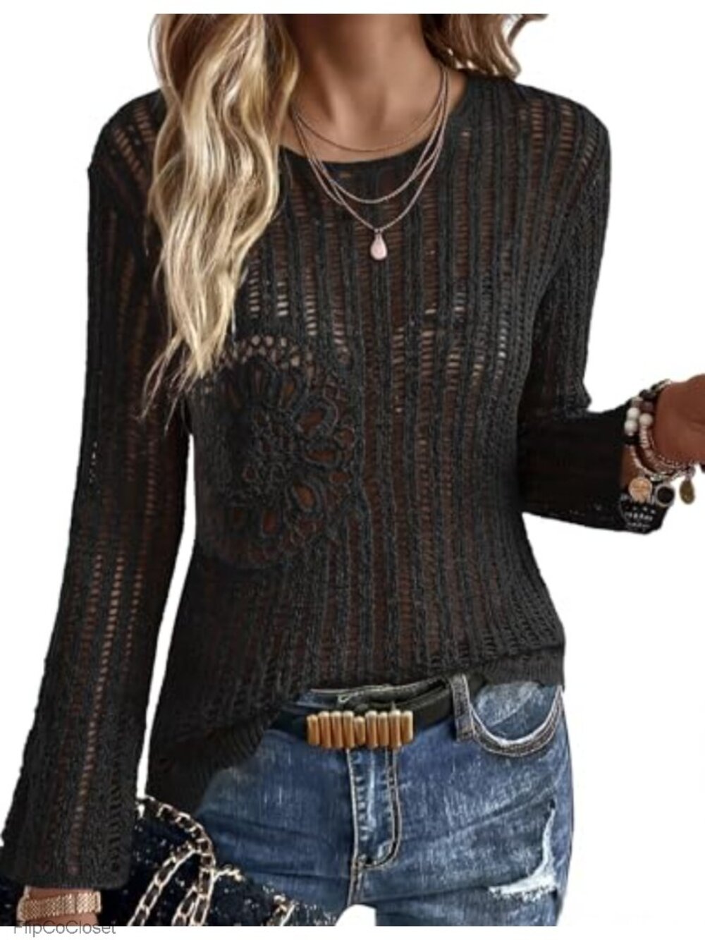 Ekouaer Womens Crochet Floral Hollow Out Beach Cover Up Summer Vacation Sweater